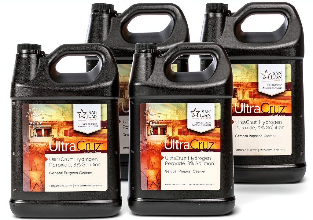 UltraCruz Hydrogen Peroxide bottle on a lab bench