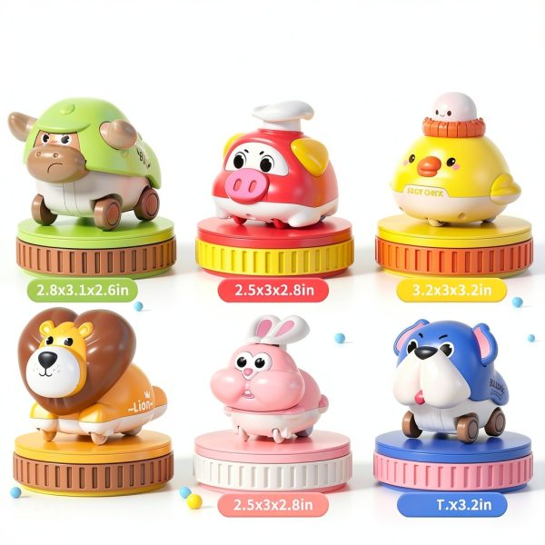 STACTCUTE Animal Push Go Cars 6pcs ABS Toy-4