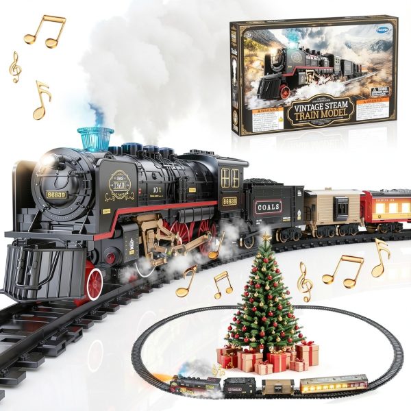 Funwee Steam Train Set Toy Train Lights Sound-0