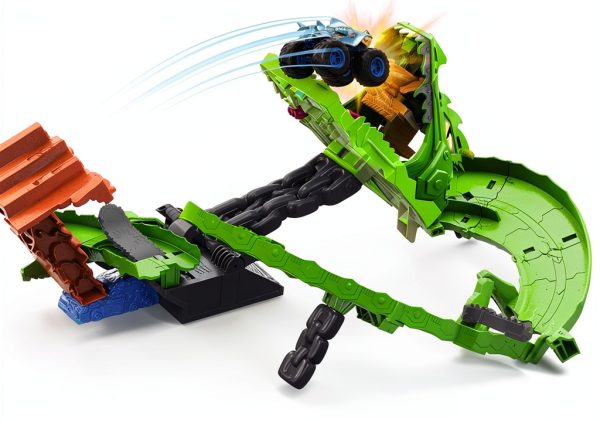 Mattel Hot Wheels Sharks vs Dinos Monster Trucks Playset Great Bite-3