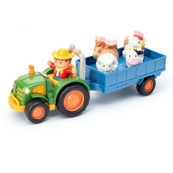Branford Farm Tractor Toy Set 7‑Piece Musical Playset with Trailer-4