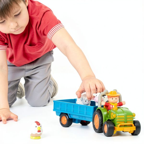 Branford Farm Tractor Toy Set 7‑Piece Musical Playset with Trailer-1