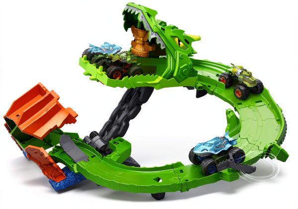 Mattel Hot Wheels Sharks vs Dinos Monster Trucks Playset Great Bite-2