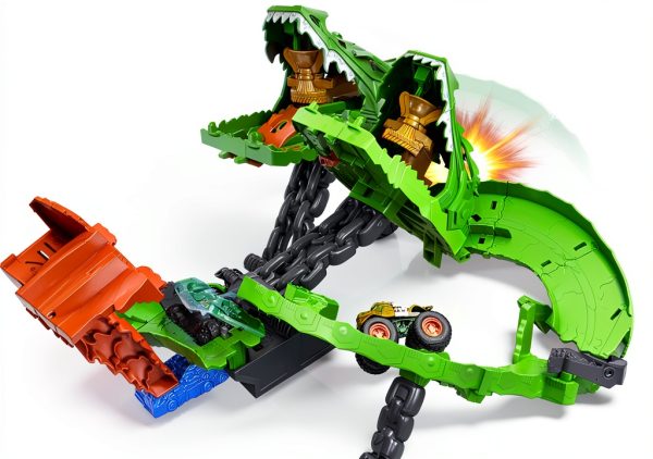 Mattel Hot Wheels Sharks vs Dinos Monster Trucks Playset Great Bite-4