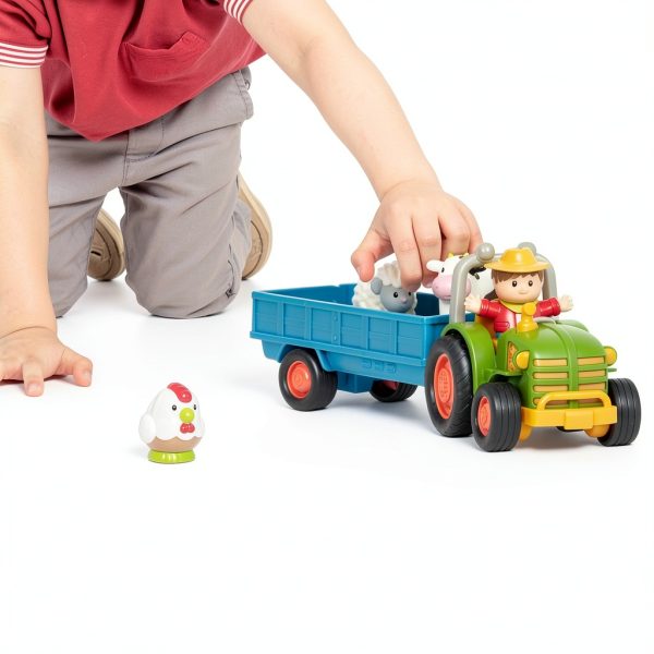 Branford Farm Tractor Toy Set 7‑Piece Musical Playset with Trailer-2