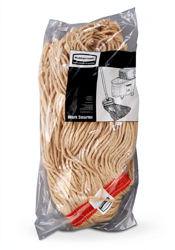 Rubbermaid Cut-End Cotton Wet Mop Head 16oz White 1" Orange Band-1