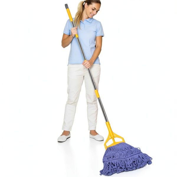 Commercial Mop HiBaBy 63-Inch Heavy Duty Wet Mop with 2 Cotton Heads-2