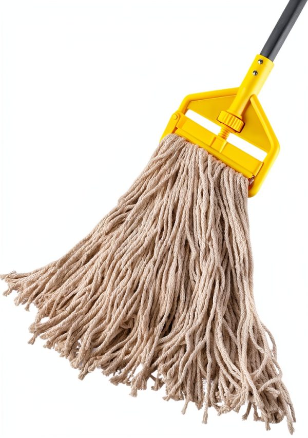 Rubbermaid Cut-End Cotton Wet Mop Head 16oz White 1" Orange Band-2