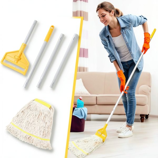 Commercial Mop Heavy Duty Industrial Cotton Mop with Aluminum Handle-3