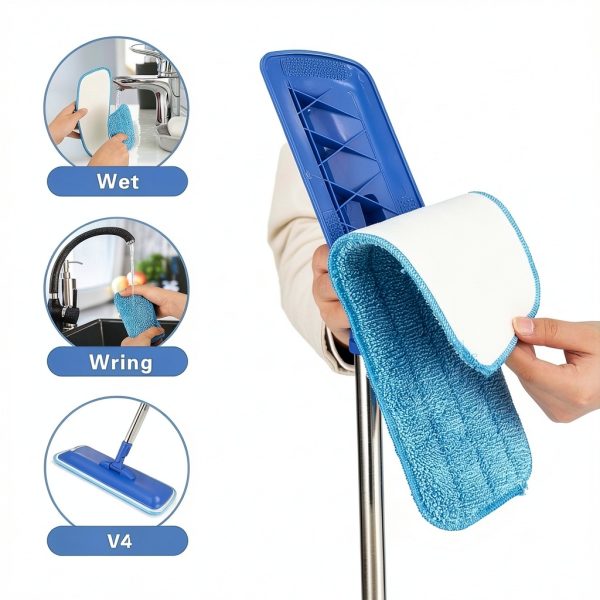 Professional Microfiber Mop Neeklinny 17.5" with Steel Handle Blue-6