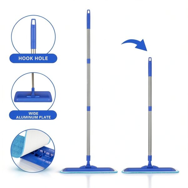 Professional Microfiber Mop Neeklinny 17.5" with Steel Handle Blue-1