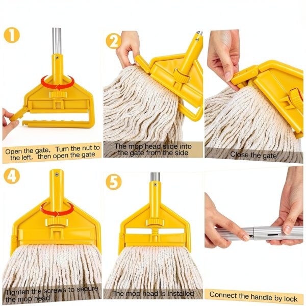 Commercial Mop Heavy Duty Industrial Cotton Mop with Aluminum Handle-6